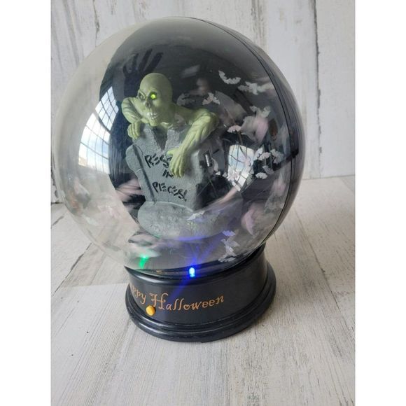 Gemmy snow globe zombie Halloween tornado home decor animated light up - Picture 3 of 9